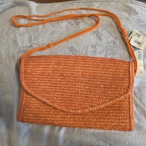 Vintage Objectives Orange Straw Clutch Purse